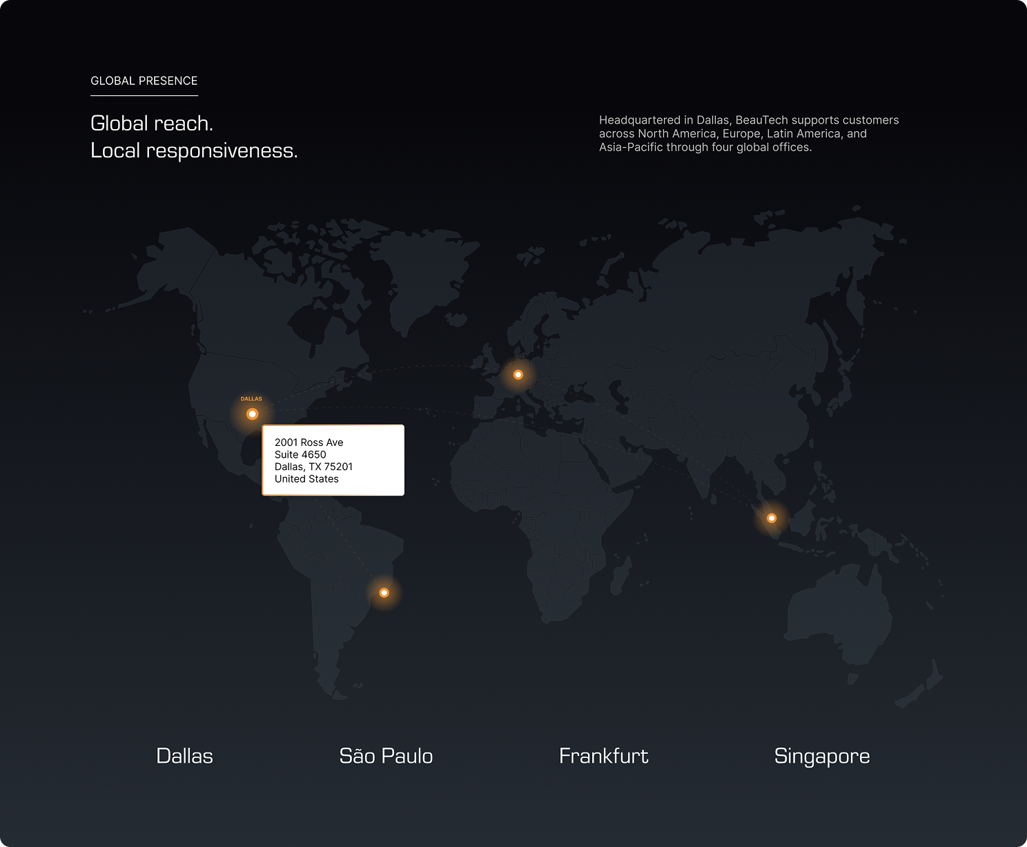 BeauTech global-presence map