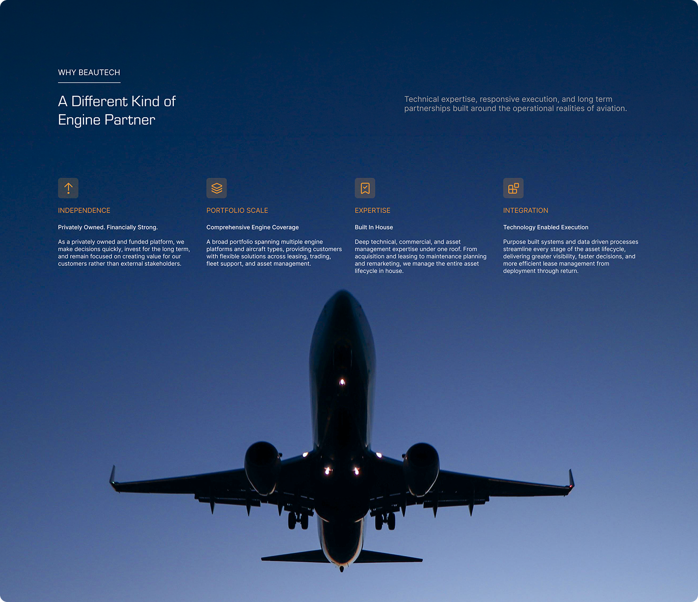BeauTech website section describing the company’s engine expertise